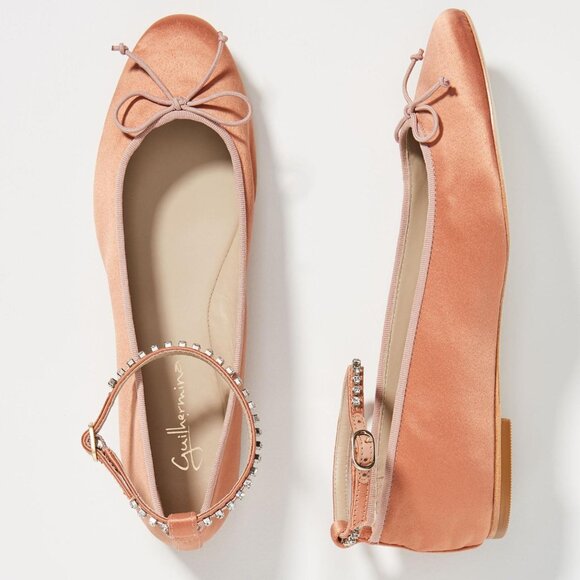 Guilhermina Anthropologie Embellished Velvet Pink Ballet Flats - Picture 1 of 7